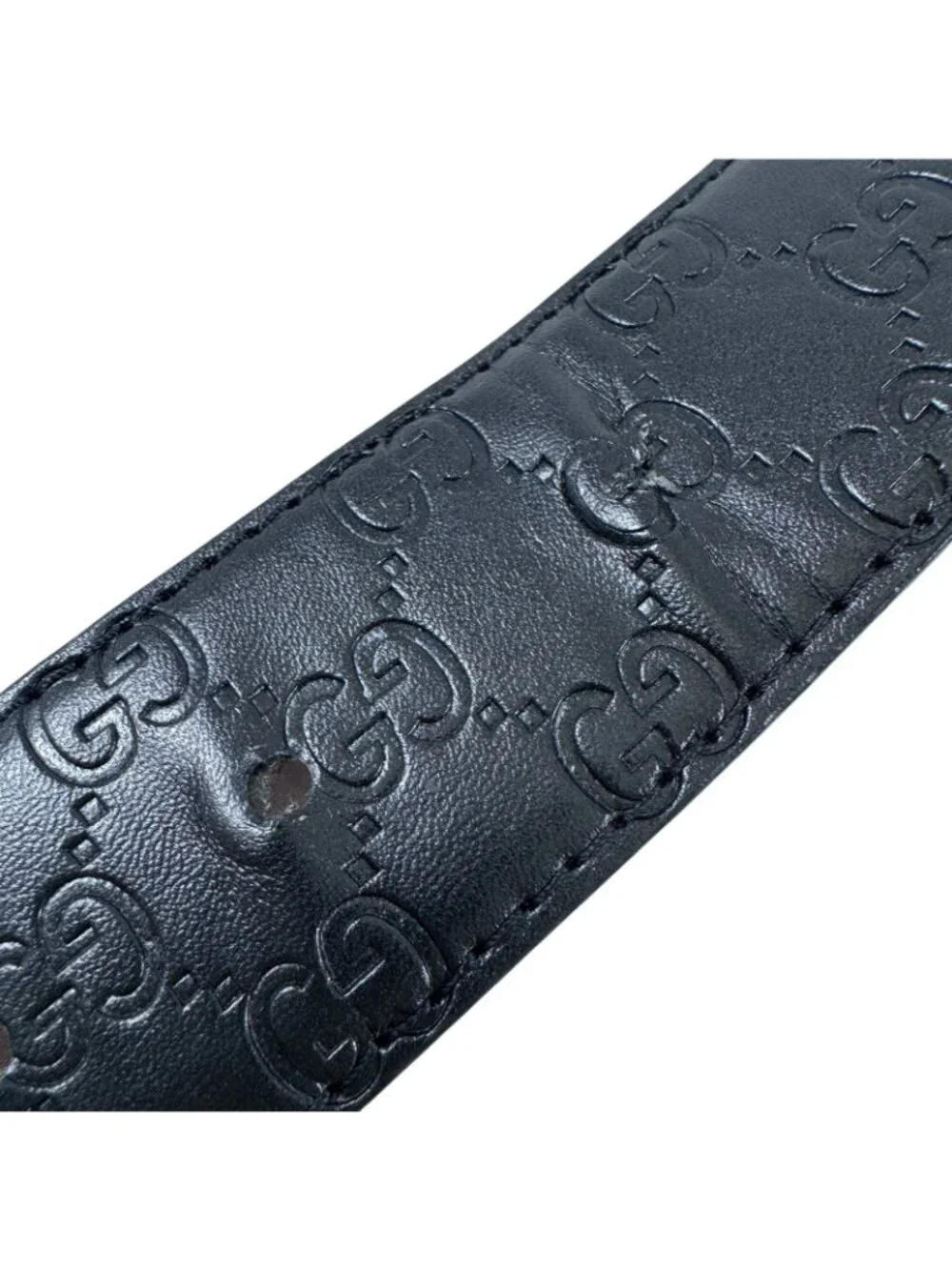 Gucci Black Interlocking G Buckle Belt Signature Leather Debossed Logos ‎411924
